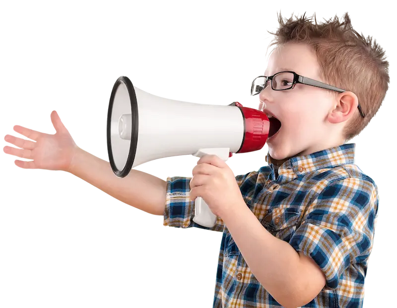 A child yelling into a megaphone