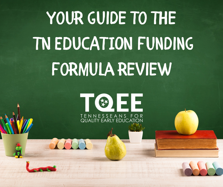 Chalkboard that says "Your guide to the TN education funding formula review"