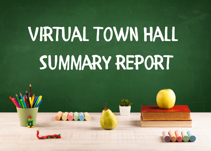 Chalkboard that says "Virtual Town Hall Summary Report"