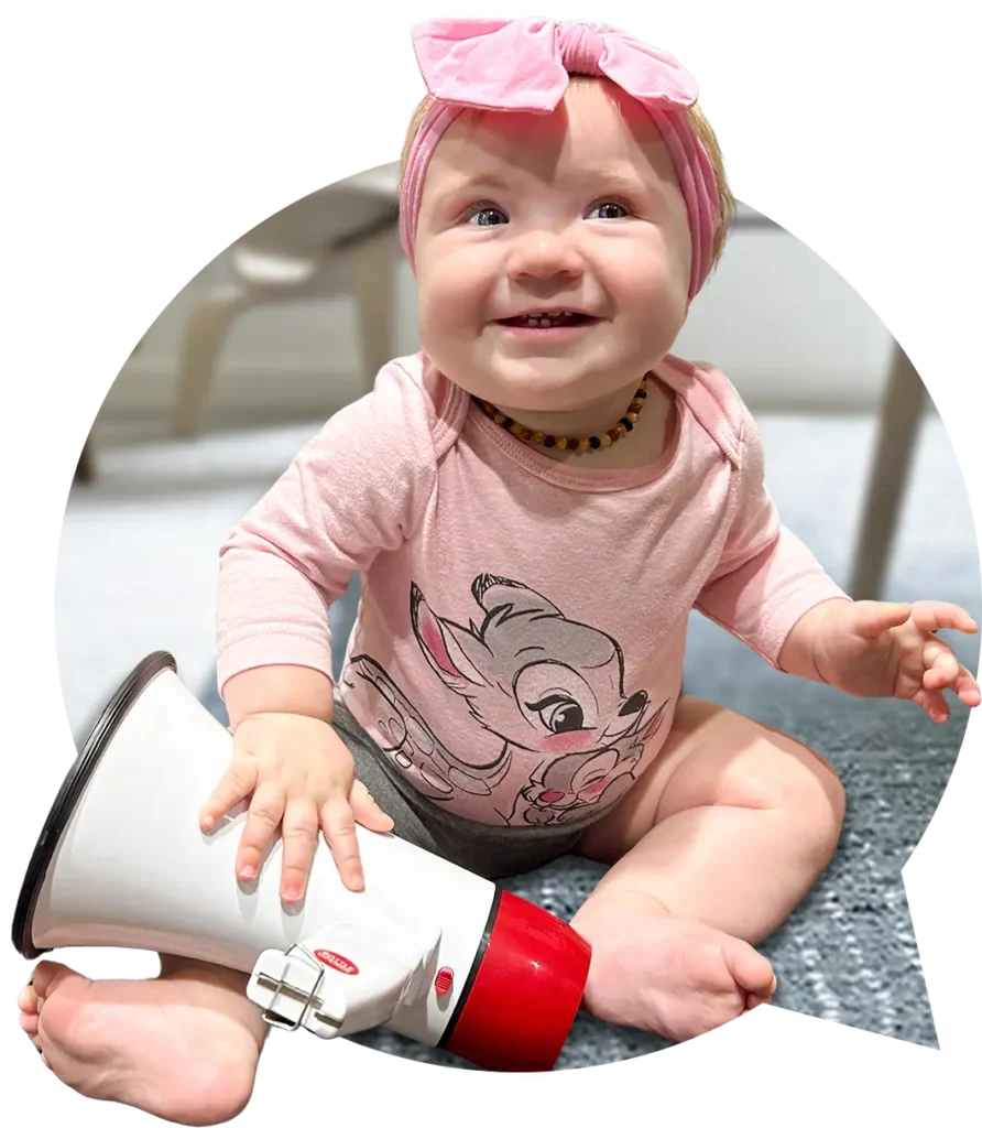 Baby holding a megaphone